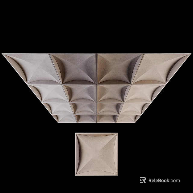 Modern 3D Geometric Ceiling Design With Beige Decorative Panels And Textured Patterns 3d model 
