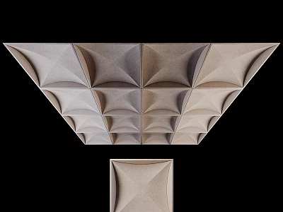 Modern 3D Geometric Ceiling Design With Beige Decorative Panels And Textured Patterns 3d model