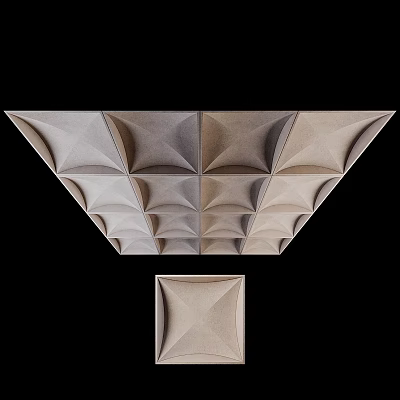 Modern 3D Geometric Ceiling Design With Beige Decorative Panels And Textured Patterns 3d model