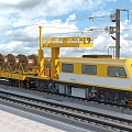 Rail operation platform contact net frame line car rail car contact net car 3d model