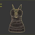 Black Spaghetti Strap Dress With Stylish Front Lace Up And Ruched Waist
