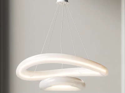 Modern White Double Circular Ring Pendant Chandelier Hanging Ceiling Light Fixture 3d model