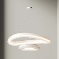 Modern White Double Circular Ring Pendant Chandelier Hanging Ceiling Light Fixture 3d model