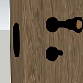 Black Metal Door Handle With Wooden Accent On Brown Wooden Door Interior