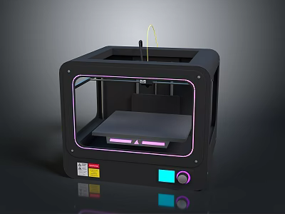 Black Desktop 3D Printer As Modern Office Appliance With Transparent Front Panel 3d model