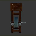 Traditional Wooden Bench With Stone Grinding Wheel And Metal Handle Structure