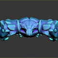 Glowing Blue 3D Creature Model With Muscular Body And Crystal Texture