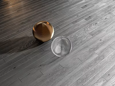 Elegant Wooden Flooring With Gold And Transparent Decorative Spheres In Modern Interior Design 3d model