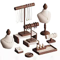 Wooden Jewelry Display Stand Set With Necklace Holder Ring Tray And Mannequin Bust