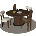 Middle-ancient dining table and chair combination dining chair dining table carpet 3d model