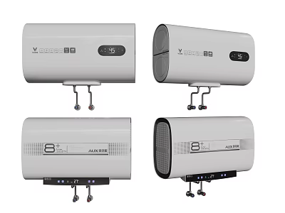 Daily Use Electric Water Heaters Displayed From Various Angles With Control Panels 3d model