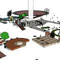 Garden Landscape Design With Circular Paths Seating Areas And Green Trees