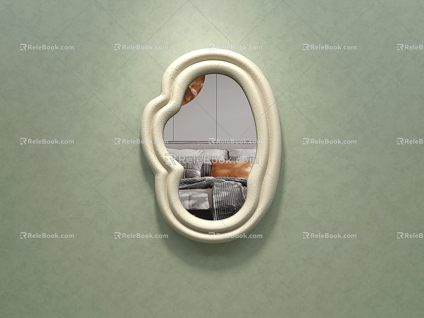 Decorative mirror hanging mirror wall decoration irregular shaped stone bathroom mirror bathroom mirror makeup mirror 3d model