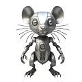 Animated Metallic Robot Mouse Character With Mechanical Limbs For Game And Movie Scenes