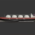 Wooden LNG Ship Model With Red Blue Black Hull And White Storage Tanks