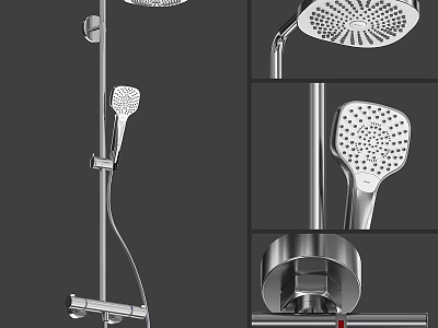 Modern Shower Faucet System With Handheld And Overhead Showerheads And Chrome Finish 3d model