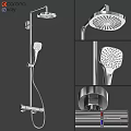 Modern Shower Faucet System With Handheld And Overhead Showerheads And Chrome Finish