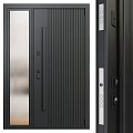 Modern Black Hinged Door With Vertical Stripes And Metal Hardware For Home Interior