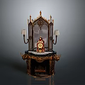 Ornate Decorative Clock Stand With Elegant Frame Lamps And Carved Base