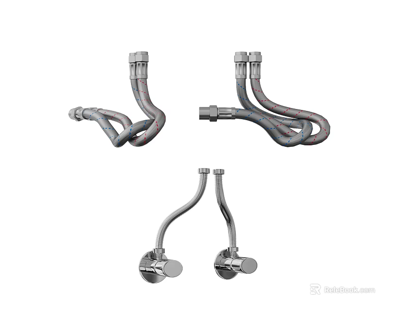 Durable Metal Plumbing Pipes With Curved Design And Fittings For Industrial Use 3d model 