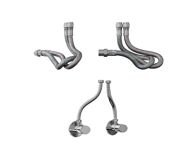 Durable Metal Plumbing Pipes With Curved Design And Fittings For Industrial Use 3d model