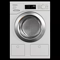 Two Siemens White Modern Design Washing Machines With Front Loading Drum And Control Panel