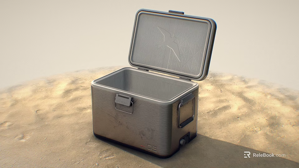 Ceramic Storage Container With Open Lid Placed On Sandy Desert Surface 3d model 