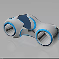 Futuristic Space Exploration Vehicle With White Blue Design And Large Circular Aerodynamic Wheels