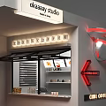 Chill Coffee Neon Billboard With Arrow Sign And Display Counter In Studio