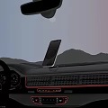 Car Phone Mount For Smartphone On Dashboard In Car Interior With Mountain View