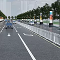 Modern Urban Road Facilities With Trees Lamp Posts Vehicles And Zebra Crossing