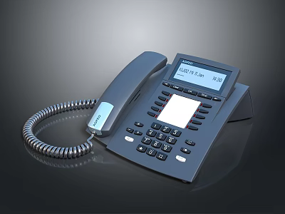 Modern Office Landline Phone With Handset Keypad And Digital Display Screen 3d model