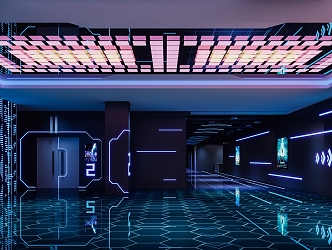 Cyberpunk Cinema Modern Cinema Aisle Technology Cinema Aisle 3d model