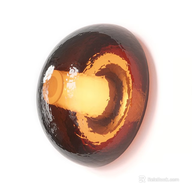 Contemporary Round Wall Light With Amber Glass And Warm Glow For Living Room Decor 3d model 