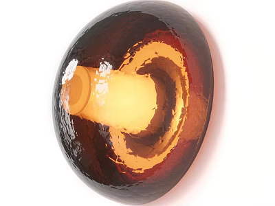 Contemporary Round Wall Light With Amber Glass And Warm Glow For Living Room Decor 3d model