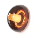 Contemporary Round Wall Light With Amber Glass And Warm Glow For Living Room Decor