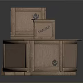 Wooden Shipping Crates With Fragile Labels Stacked And Open Design