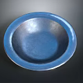 Potted Green Succulent Plant In Blue Ceramic Bowl On Dark Background