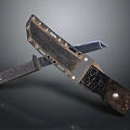 Rustic Combat Knife With Metal Blade Wooden Handle And Textured Sheath