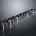 Modern Textured Bench With Black Seat And White Metal Legs Design