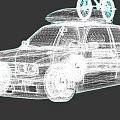 Shiny Red Car With Bicycle Mounted on Roof and Gold Alloy Rims