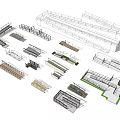 Various Fencing Types and Structural Designs in 3D Model Showcase