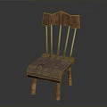 Rustic Wooden Chair With Curved Backrest And Spindle Supports For Home Decor