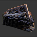 Colorful Marble Pattern Clutch Bag With Purple Metal Frame And Vibrant Blue Orange Texture Design