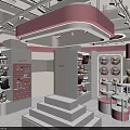 Pink Cozy Cookies Gift Shopping Mall Store with Display Shelves and Cute Items