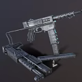 Tactical Metal Submachine Gun With Detachable Magazine And Foldable Stock 3d model