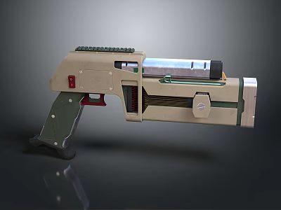 Futuristic Sci Fi Weapon Design With Beige Green Body Red Accent And Modern Grip 3d model