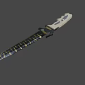 Tactical Serrated Knife With Beige Non Slip Handle And Black Blade Design