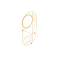 Stylish Modern Gold Frame Geometric Wall Mounted Mirror With Decorative Hooks And Storage Shelves