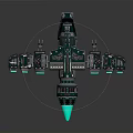 Futuristic Cosmic Spaceship Design With Glowing Blue Engine And Detailed Structure
